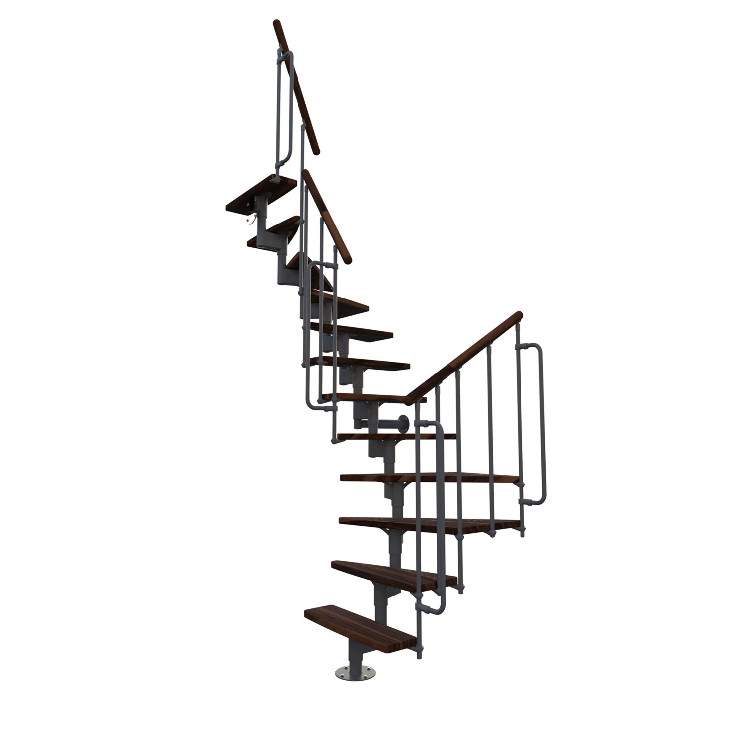 Minka STAIRS Lomené modulové schodiště Joker 180° ořech/šedá, 304,2 cm