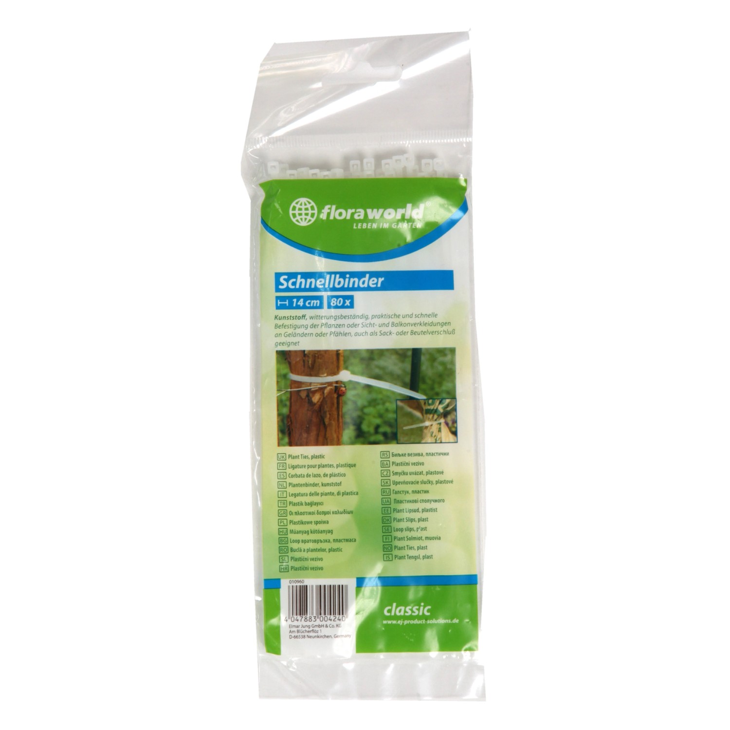 Floraworld Stahovací pásky Classic, bílá, 14 cm, 80 ks