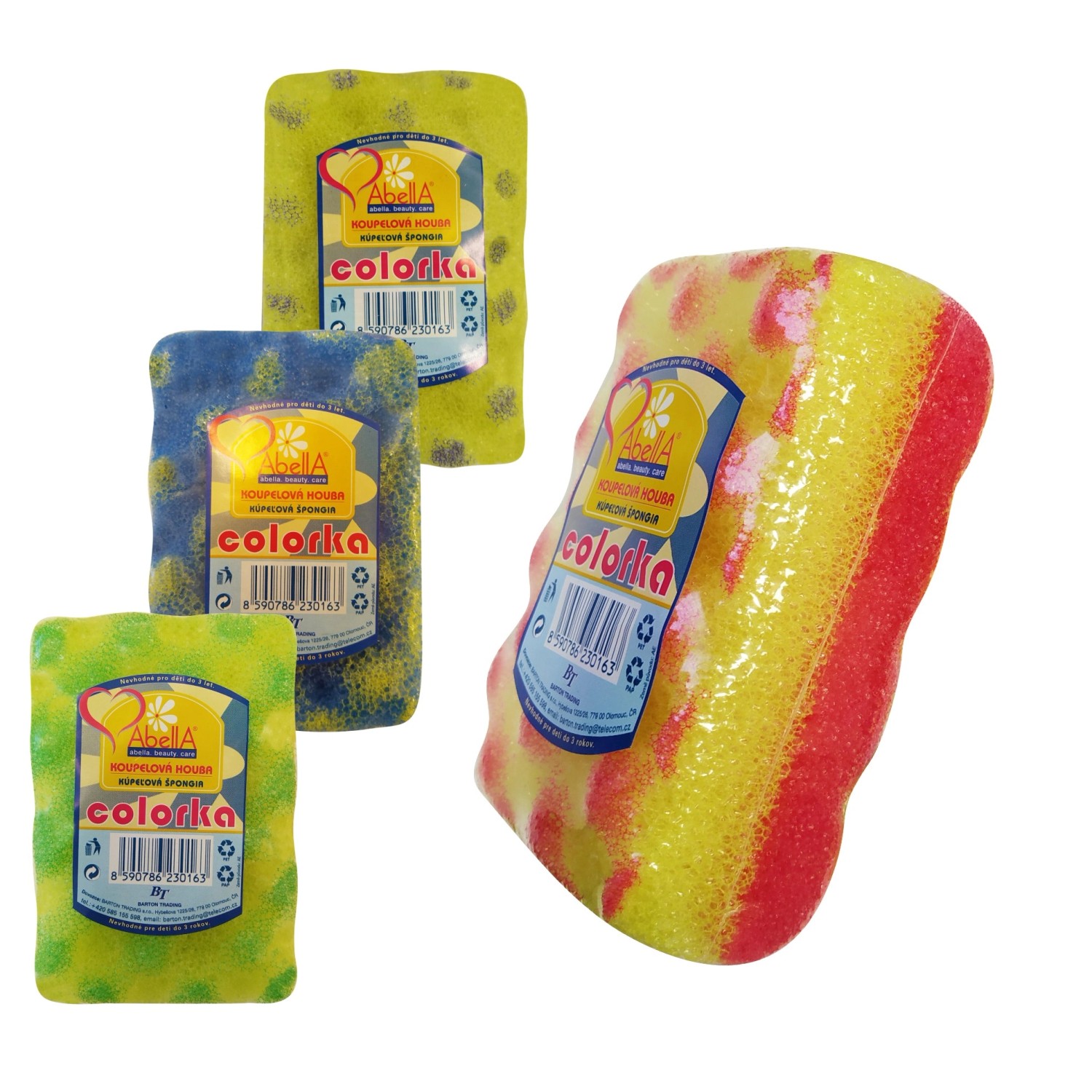AbellA Koupelová houba Colorka, různé barvy, 1 ks, 11,5 x 8 x 4,5 cm