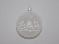 ORNEX Skleněná vánoční ozdoba bílá s ptáčky pr. 8 cm