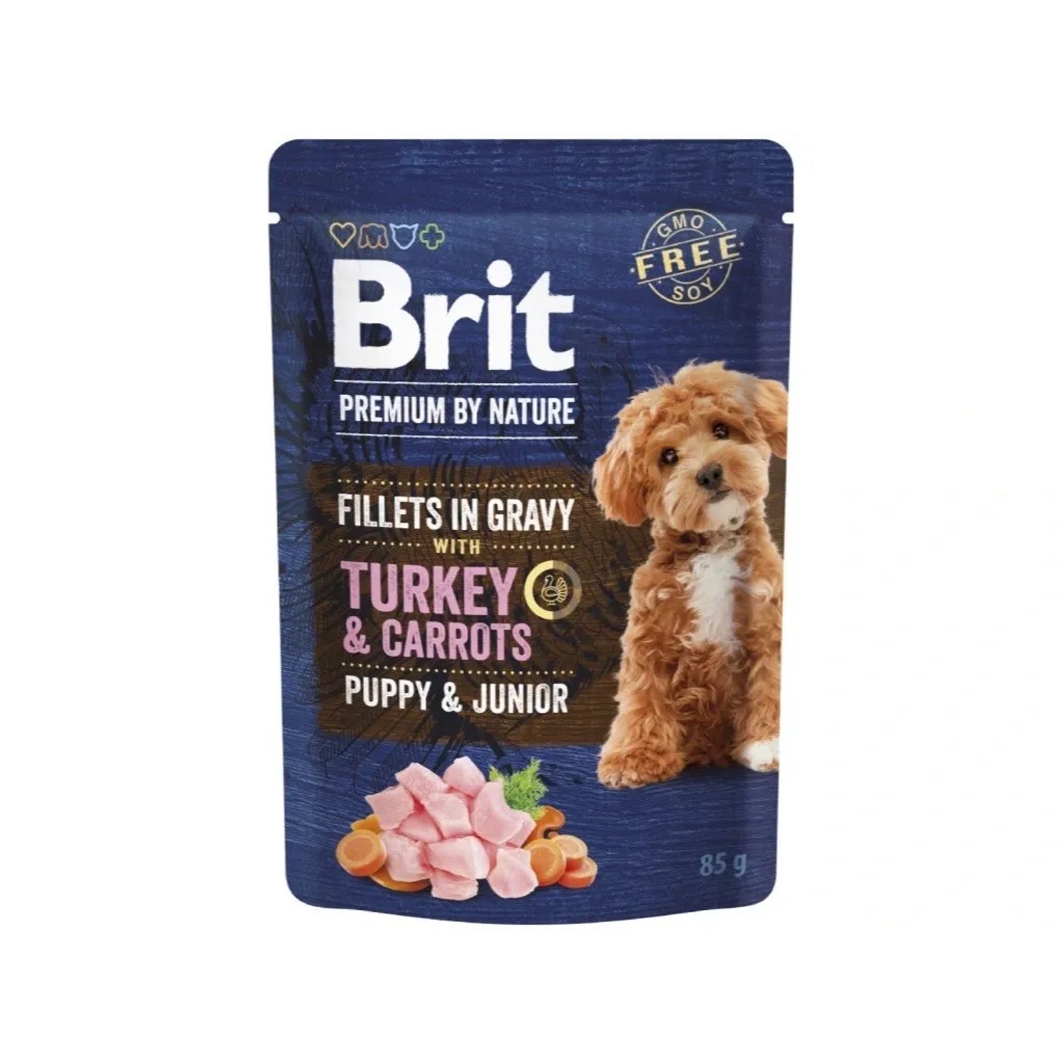 Brit Kapsička pro štěňata Premium by Nature Fillets Gravy Turkey&Carrots 85 g