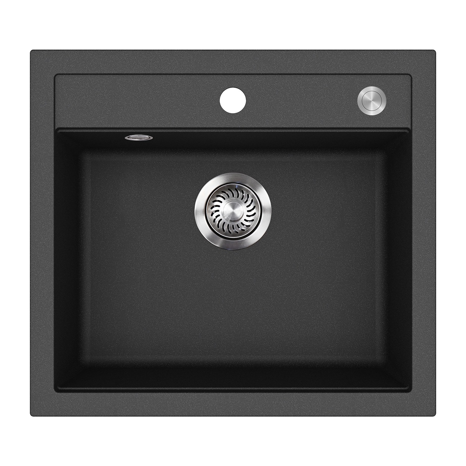 HELIKA Granitový dřez QUADRO SQQ100 černý s ovládáním výpusti 56,5 x 51 cm