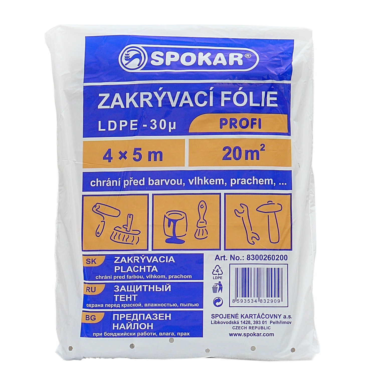 Spokar Zakrývací fólie LDPE Profi 4 x 5 m, 30 um