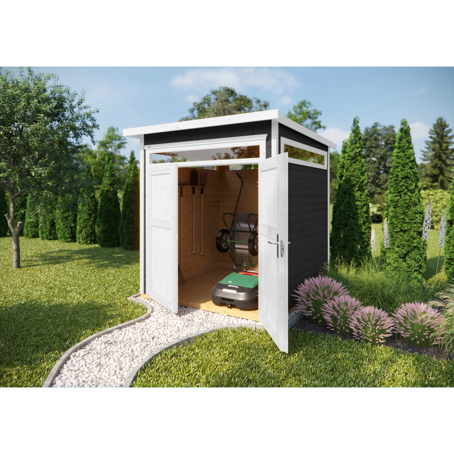 Weka Dřevěný zahradní domek se 4 světlíky 265 vel. 2, antracitová, 205 x 209 cm