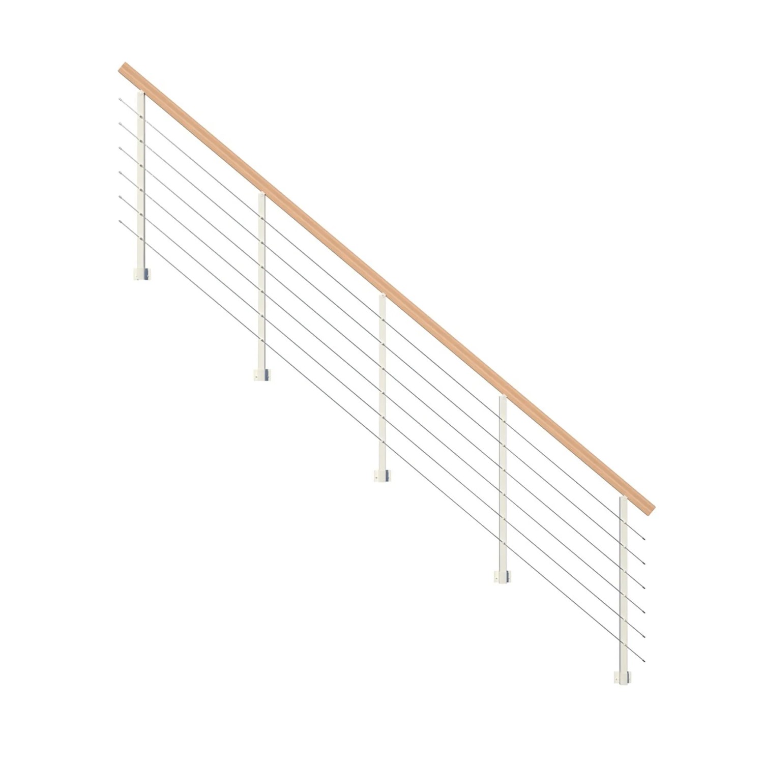 StarWood Kovové zábradlí Kos s hranatým bukovým madlem/bílá 425 cm