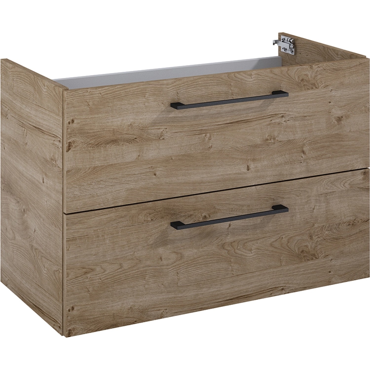 Maximus Skříňka pod umyvadlo Cheese, 2 zás., dub Canela + černé úchytky, 80 cm