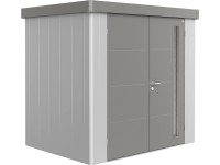 Biohort Plechový zahradní domek Neo1B 1.2 dvoukřídlé dveře stříbrná 236 x 180 cm
