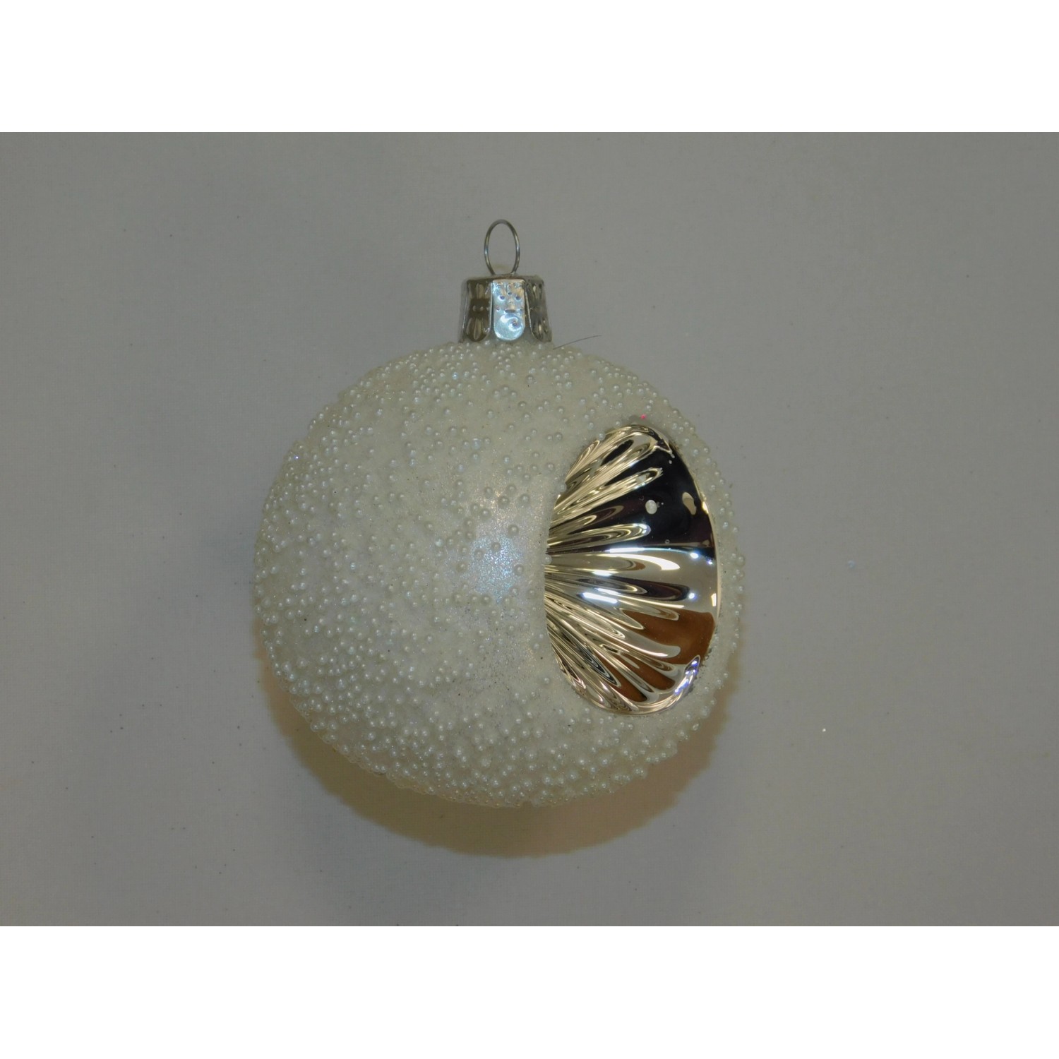 ONREX Vánoční ozdoba skleněná koule bílá reflektor pr. 7 cm