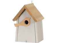 Ptačí budka s figurkou ptáčka FSC® světle šedá - hnědá Ptačí budka s figurkou ptáčka FSC® světle šedá - hnědá