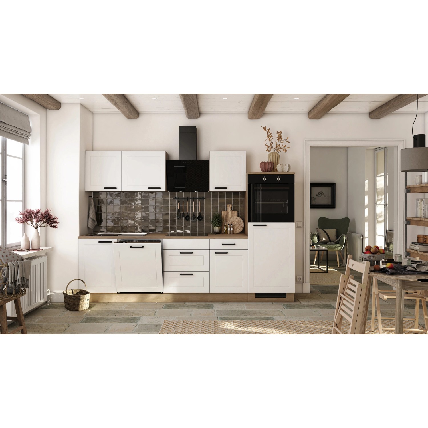 Flex-Well Kuchyně Julia 280 cm/typ 3 - lednice,trouba,var.deska,digestoř,myčka