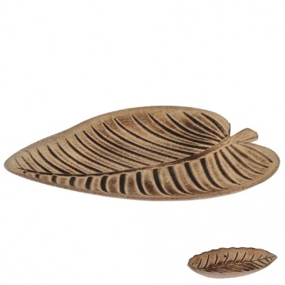 Koopman Dekorativní dřevěný tác ve tvaru listu, různé typy, pr. cca 22/28 cm