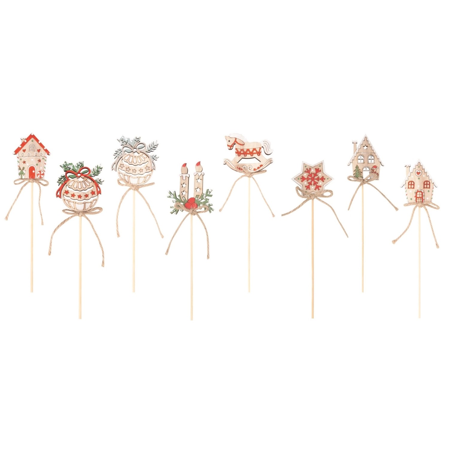 Vánoční zápichy na špejli MIX 8 motivů, dřevěné 24 ks Anděl Přerov s.r.o.