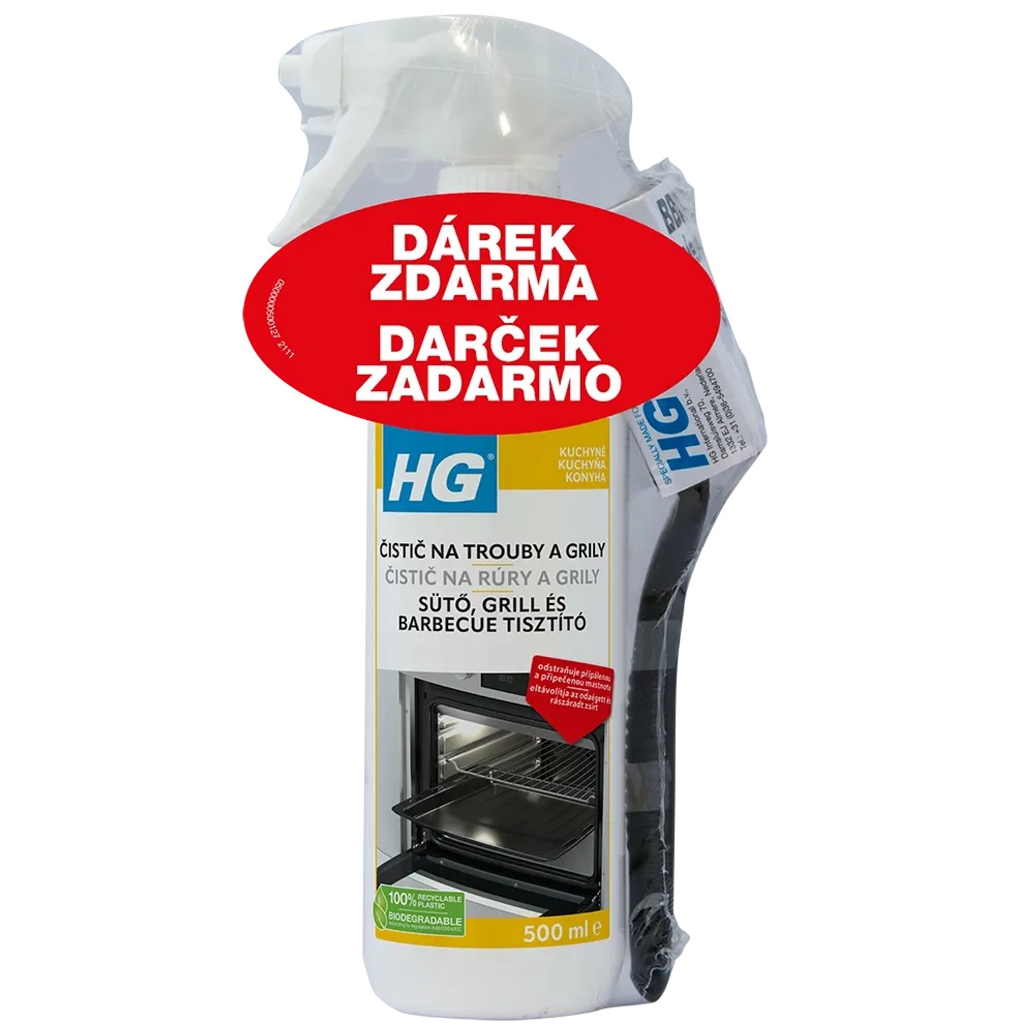 HG Čistič na trouby a grily s kartáčem 500 ml