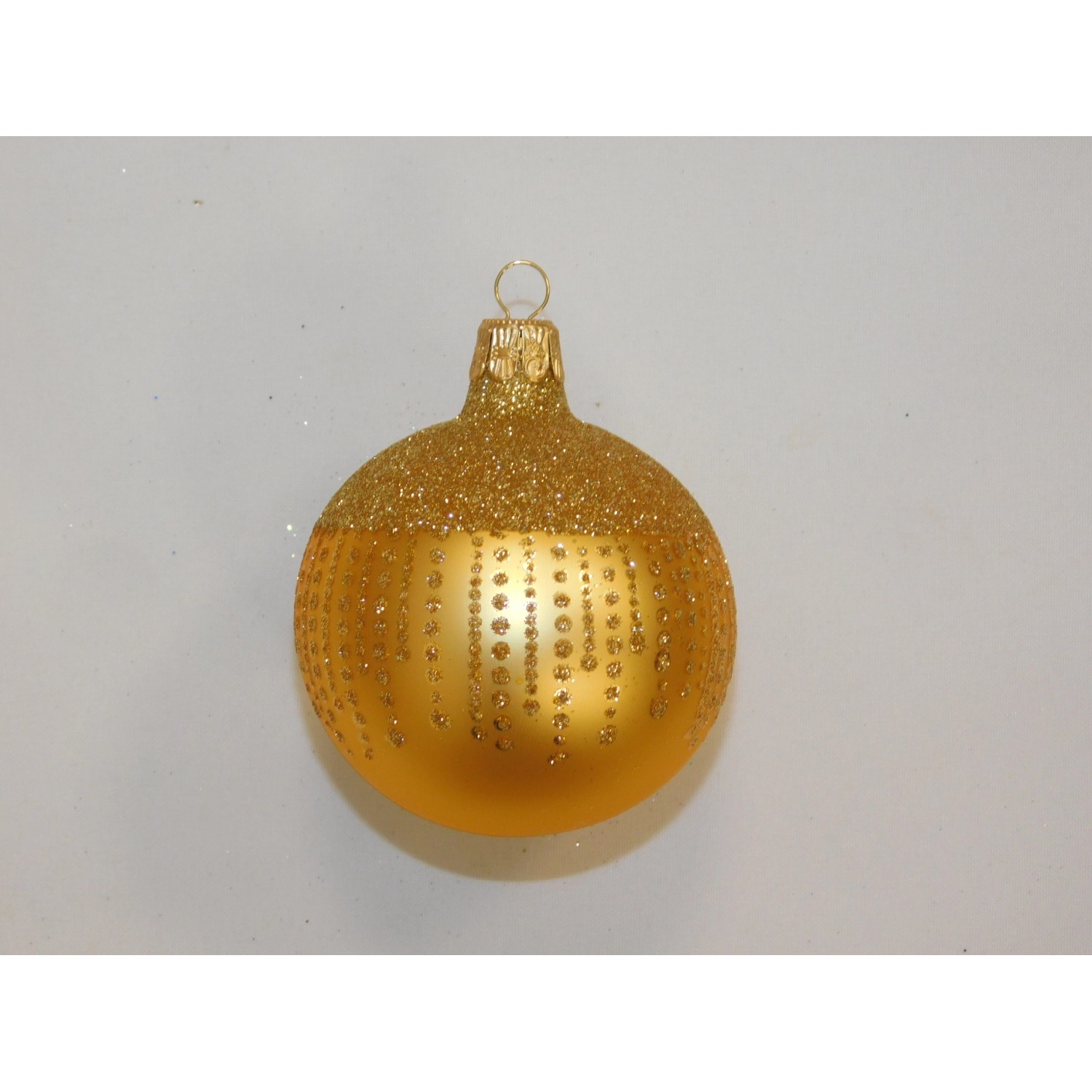 ONREX Vánoční ozdoba skleněná koule zlatá tečky pr. 7 cm