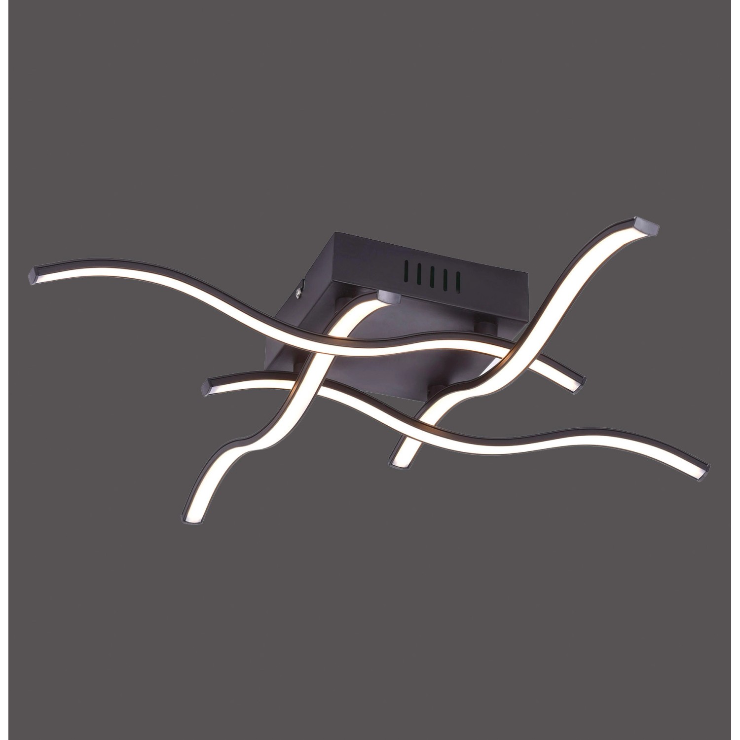 Just Light. Stropní LED svítidlo Wave, 4x350 lm, černá, 55 x 55 cm