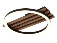 GLOBO Stropní LED svítidlo TISHA 12W 1200lm 3000K, černá/dřevo, 34 x 30 cm