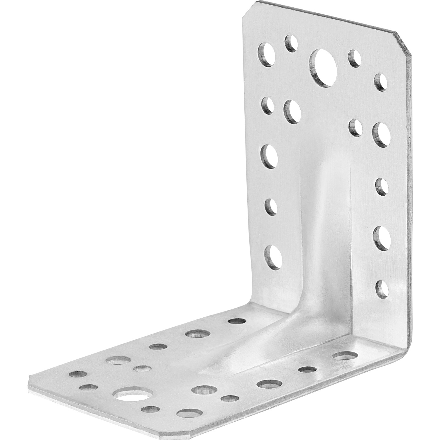 Spojovací úhelník s výztužným žebrem, ušlechtilá ocel, 90 mm x 90 mm x 65 mm