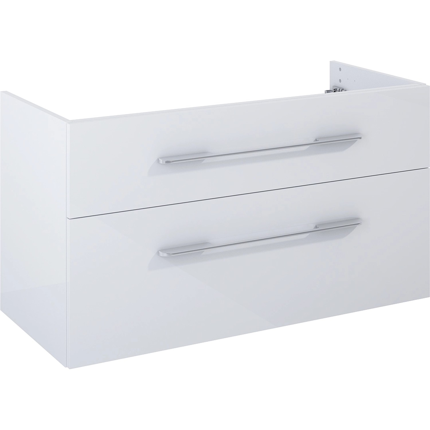 Maximus Skříňka pod umyvadlo Madrid, 2 zásuvky, bílá + stříbrné úchytky, 100 cm