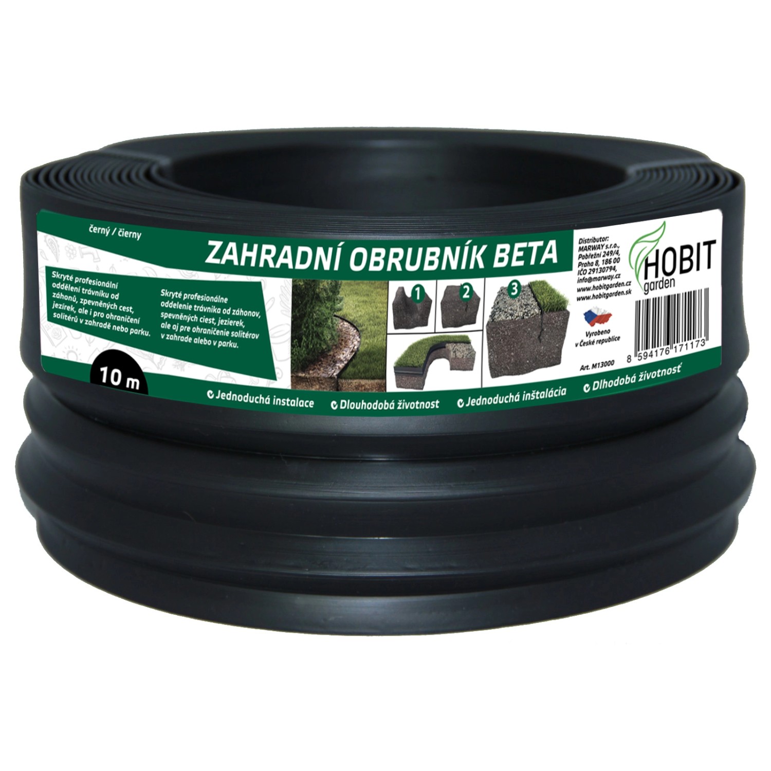 HOBIT garden Zahradní obrubník BETA černý 12 cm x 10 m