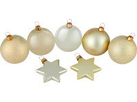 Sada vánočních ozdob koule/hvězdy plastové matné/lesklé zlaté 50 ks Sada vánočních ozdob koule/hvězdy plastové matné/lesklé zlaté 50 ks