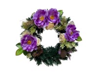 M.A.T. Podzimní dušičkový věnec z umělých květin fialový pr. 35 cm