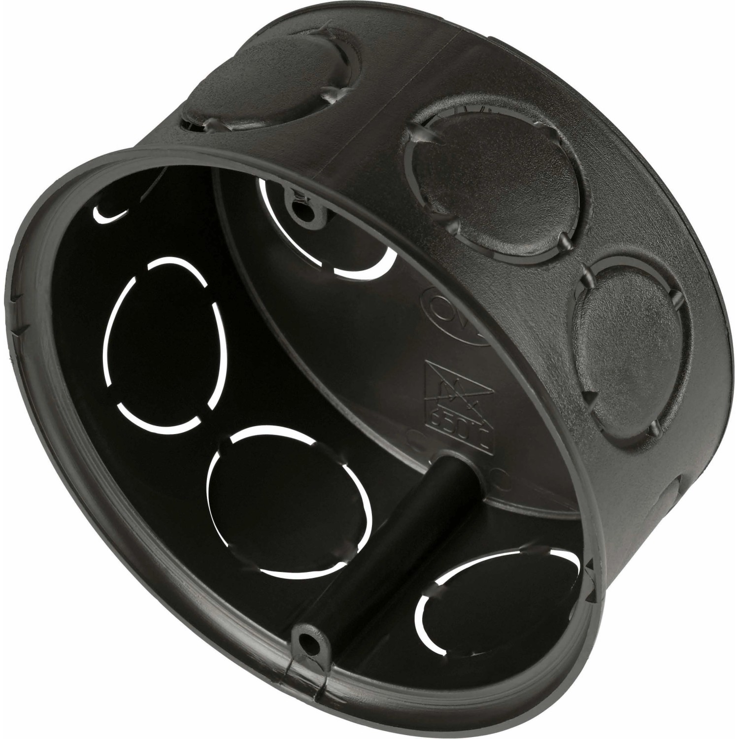 ISO odbočná krabice průměr 70 mm x 70 mm černá