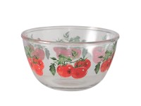 Boltze Dekorativní skleněná mísa s potiskem rajčat Rosso, pr. 13 x 7 cm, 500 ml