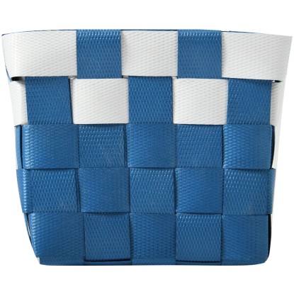 Úložný košík z PP výpletu modrobílý 10 cm x 10 cm x 75 cm