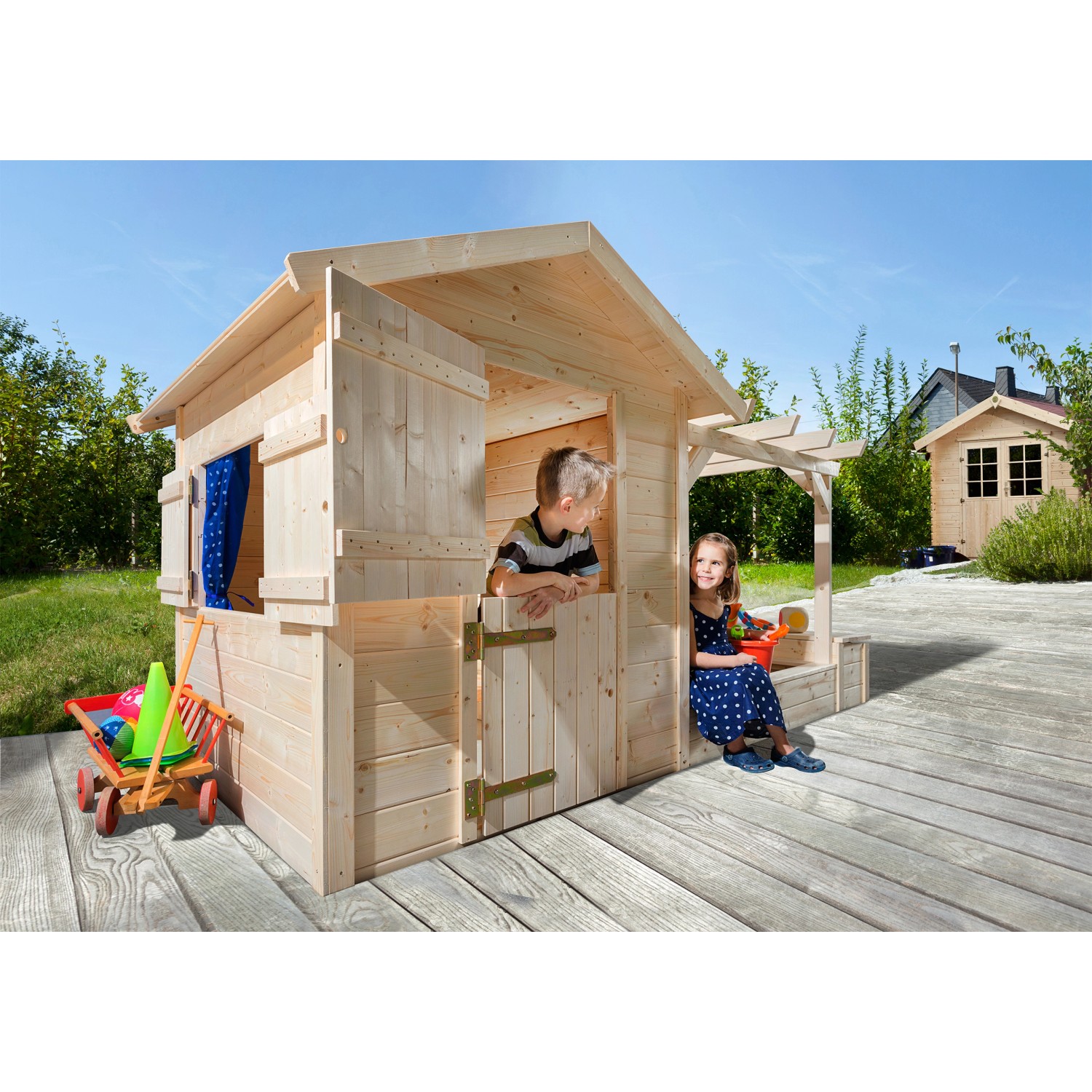 Weka Dětský domeček na hraní Tabaluga, přírodní, 154 x 284 x 153 cm