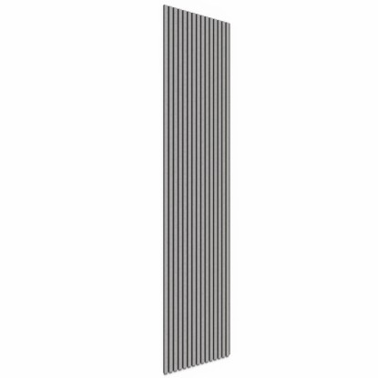 Akustický panel v betonově šedé barvě s černou akustickou plstí na stěny a stropy, výška 240 cm.