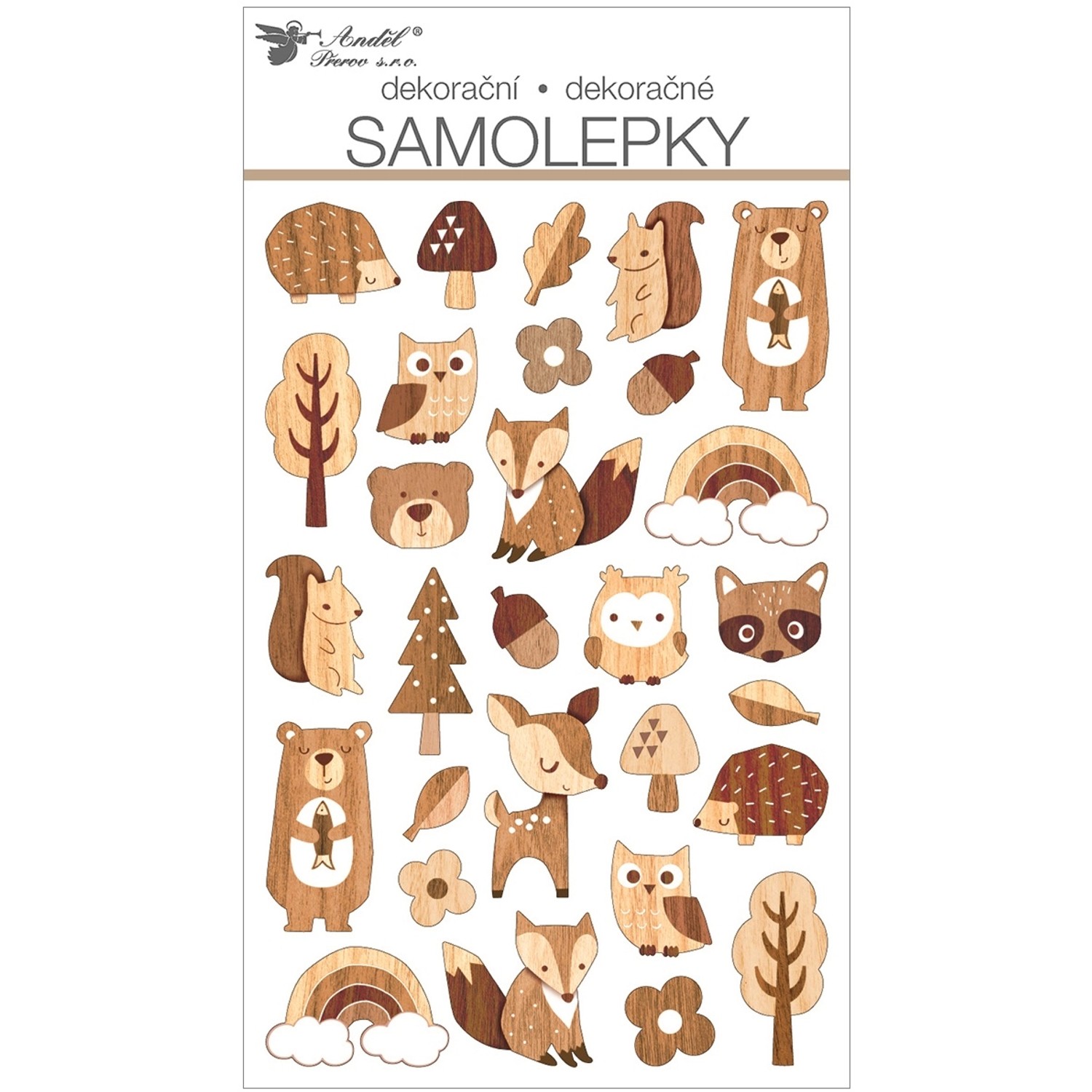Samolepky plastické - lesní zvířátka, 14 x 25 cm