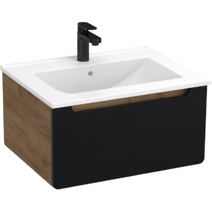 A-Interiéry Koupelnová skříňka Luna CD 60-1Z s keramickým umyvadlem 60 cm, černá