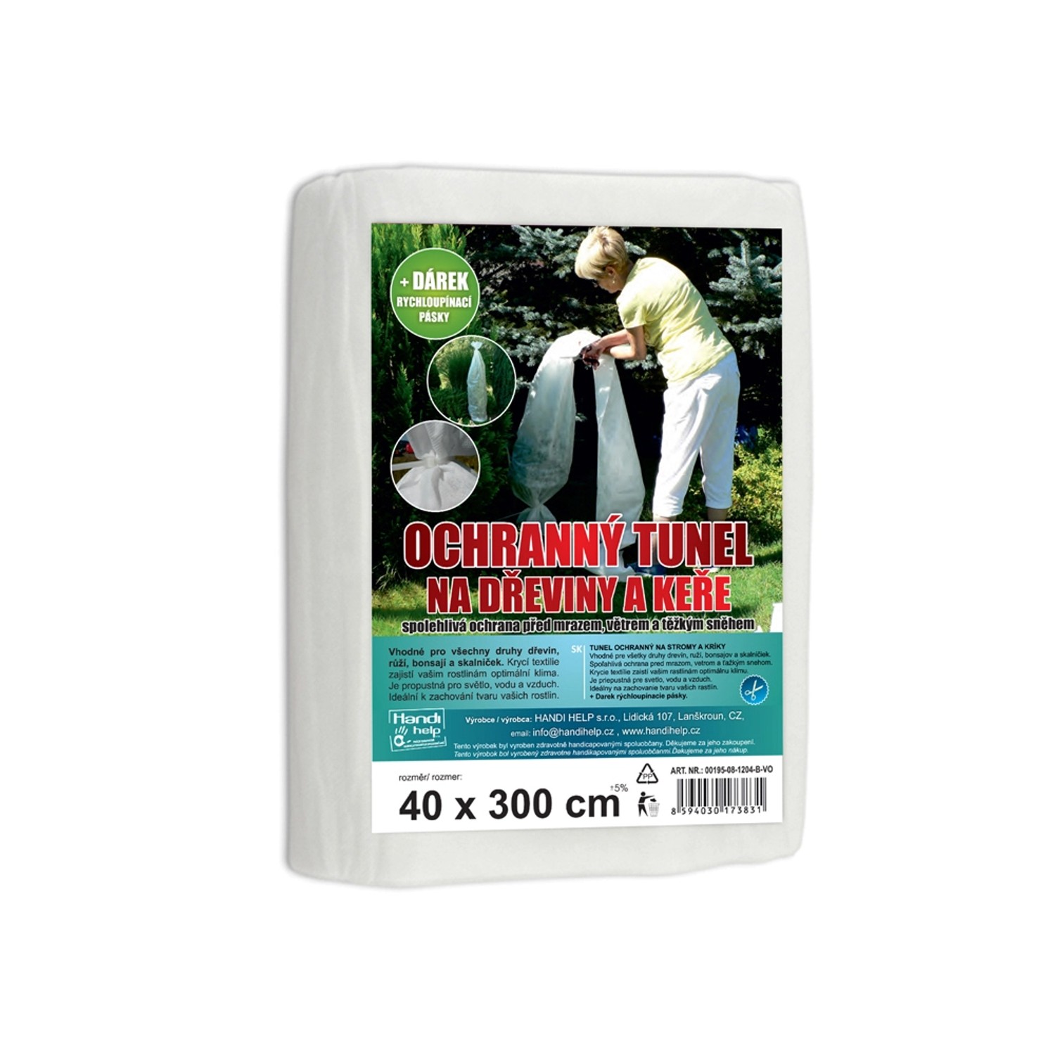 Ochranný tunel bílý 40 x 300 cm + upínací pásek 2 ks