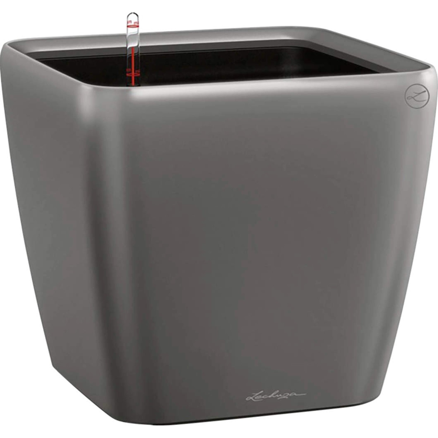 Lechuza Květináč Quadro Premium LS 21, antracitová metalická, 22 x 22 x 21 cm