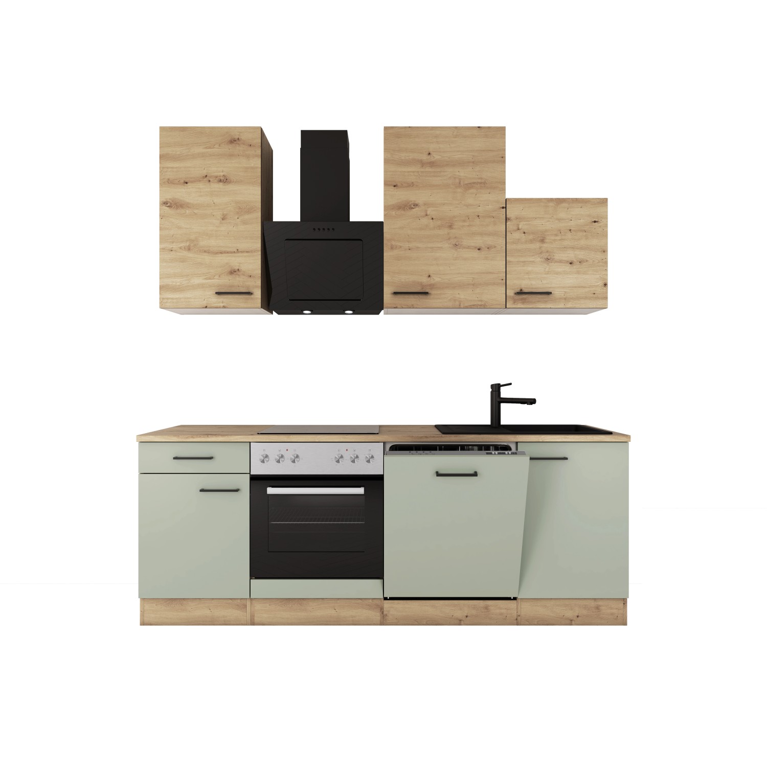 Flex-Well Kuchyně CARA 220 cm/typ 9-trouba/var.deska/digestoř/myčka