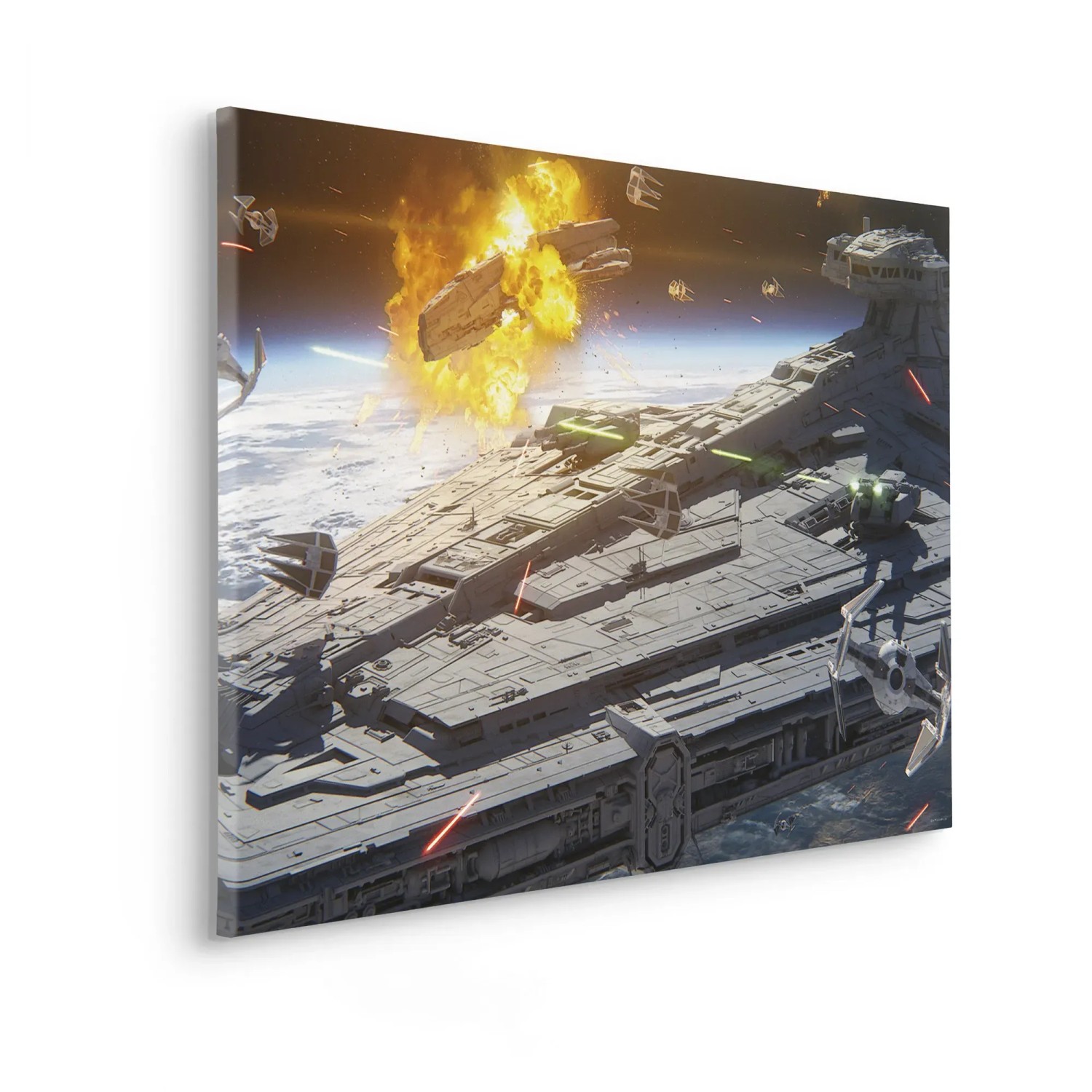 Komar Nástěnný obraz na rámu tar Wars The Mandalorian Space Fight 60 x 90 cm