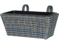 Závěsný truhlík z polyratanu světle šedohnědý 40 x 28 x 22 cm