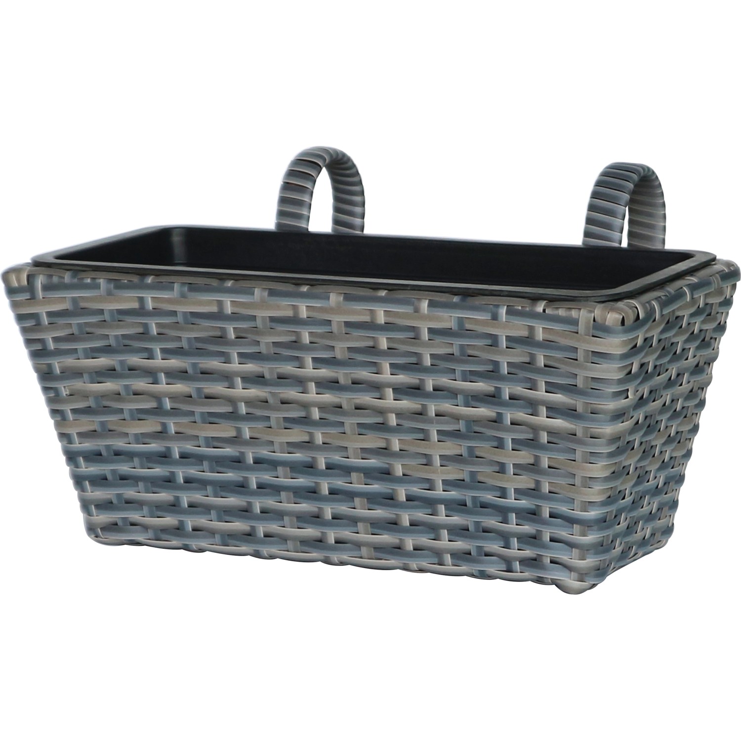 Závěsný truhlík z polyratanu světle šedohnědý 40 x 28 x 22 cm