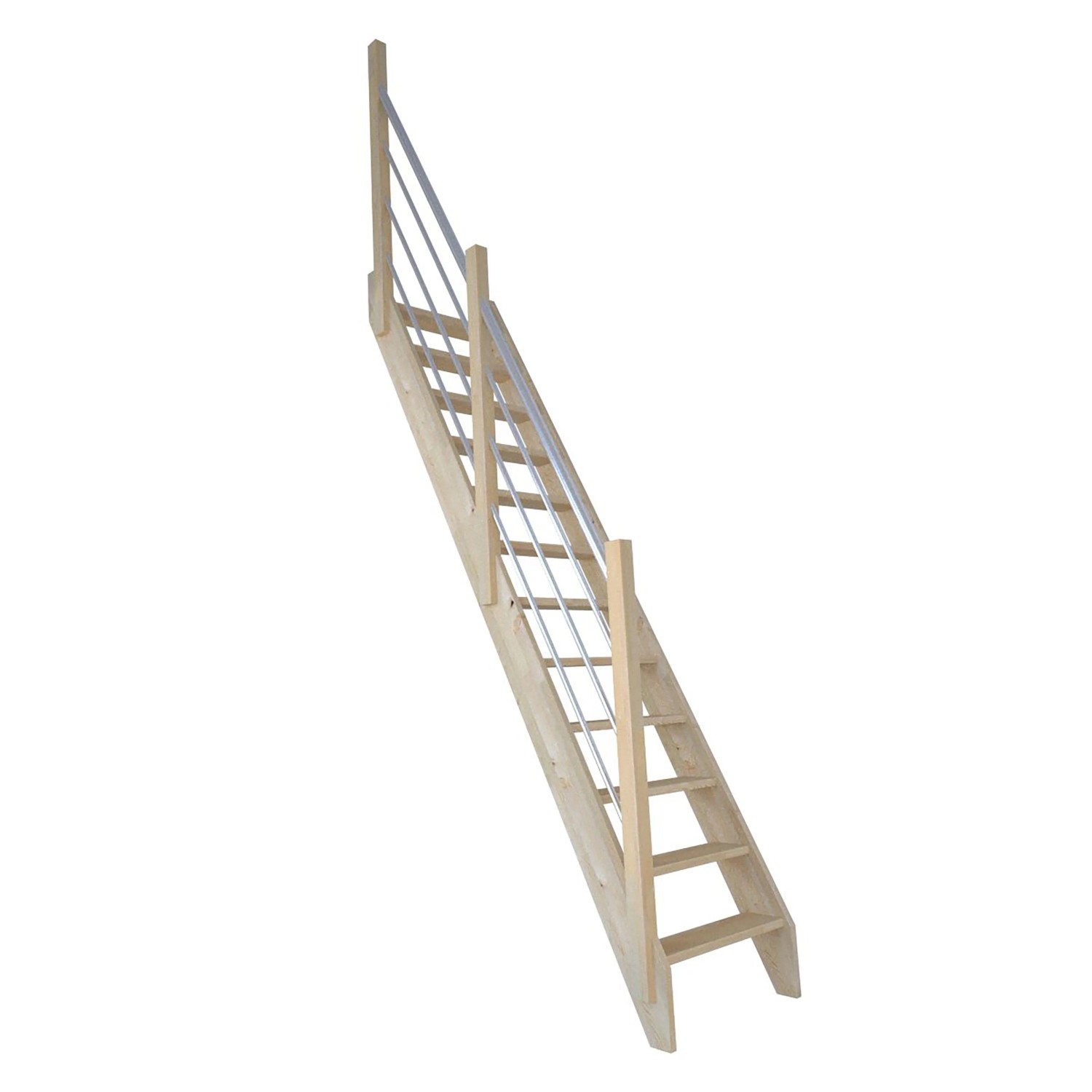 StarWood Schody 3000 smrkové dřevěné nerezové zábradlí levé