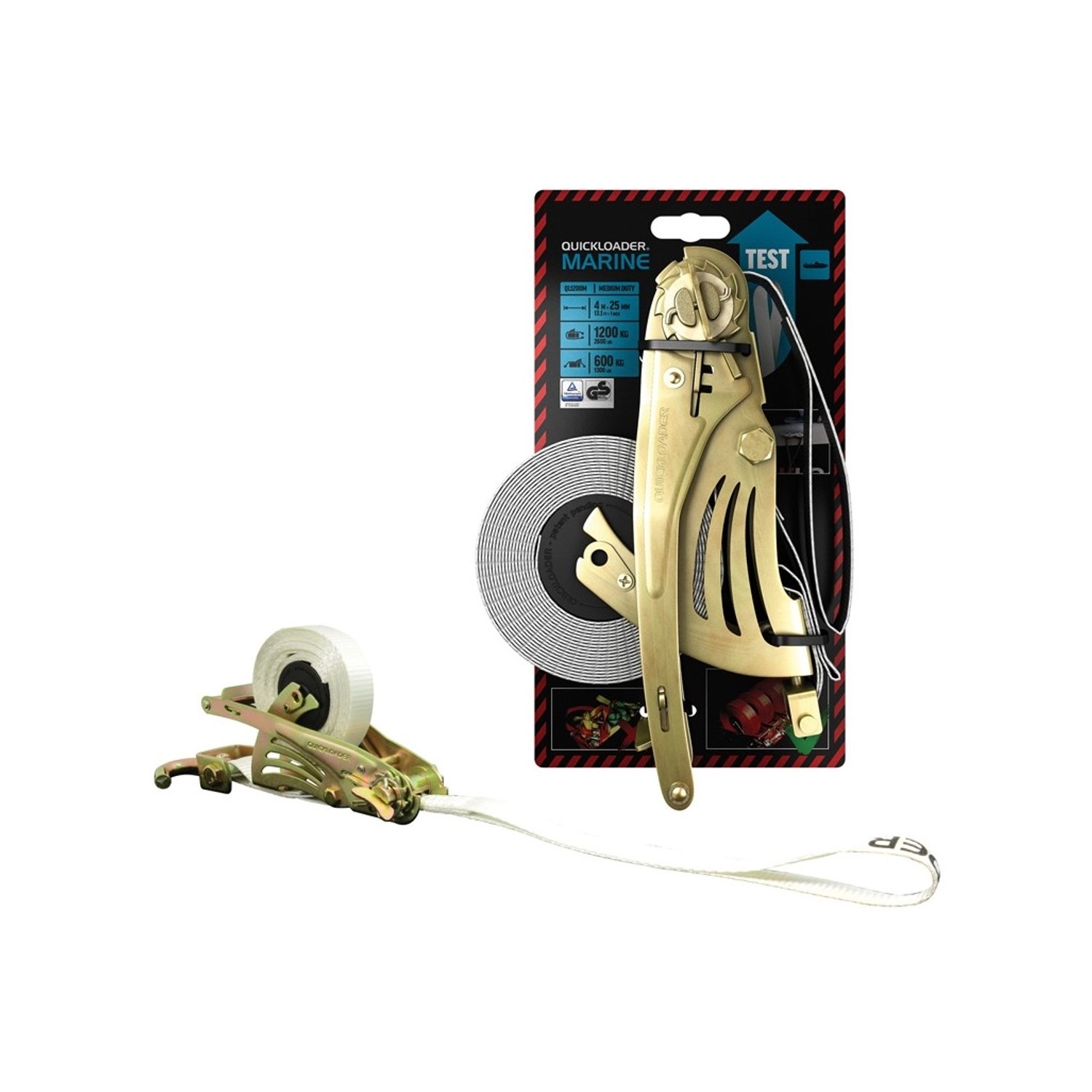 Quickloader Samonavíjející popruh Retractable Marine 1200 kg, 4 m x 25 mm