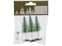 GEROMA Vánoční dekorace stromečky kov/dřevo zelené 6,5 x 2 x 9 cm, 3 ks