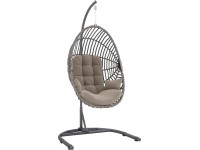 Závěsné křeslo Leyburn z polyratanu, šedá/taupe, 208,5 x 110 x 114 cm