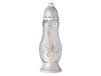 Admit Hřbitovní skleněná lampa, zlatě zdobená, 33 cm + svíčka 200 g