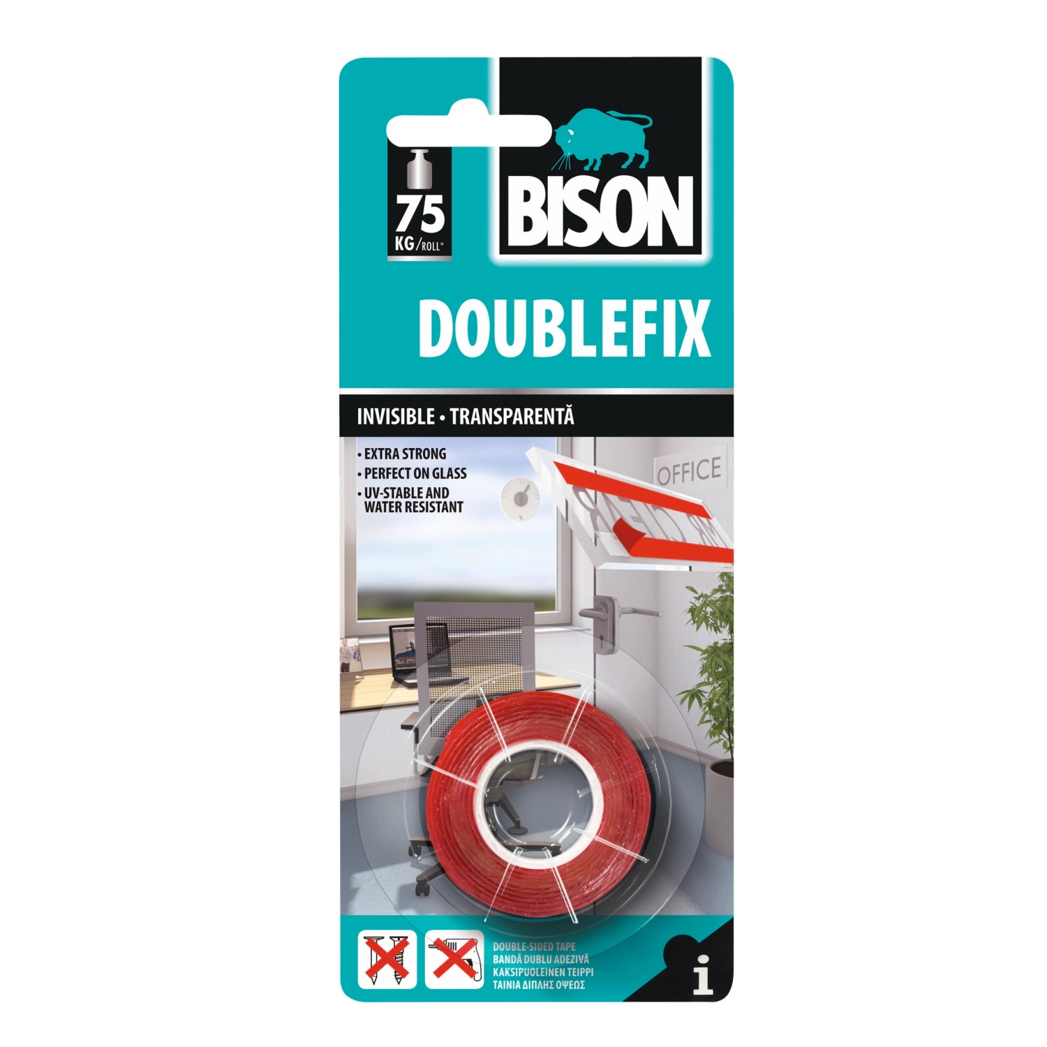 BISON Montážní lepíci páska DOUBLEFIX INVISIBLE 1,5 m x 19 mm