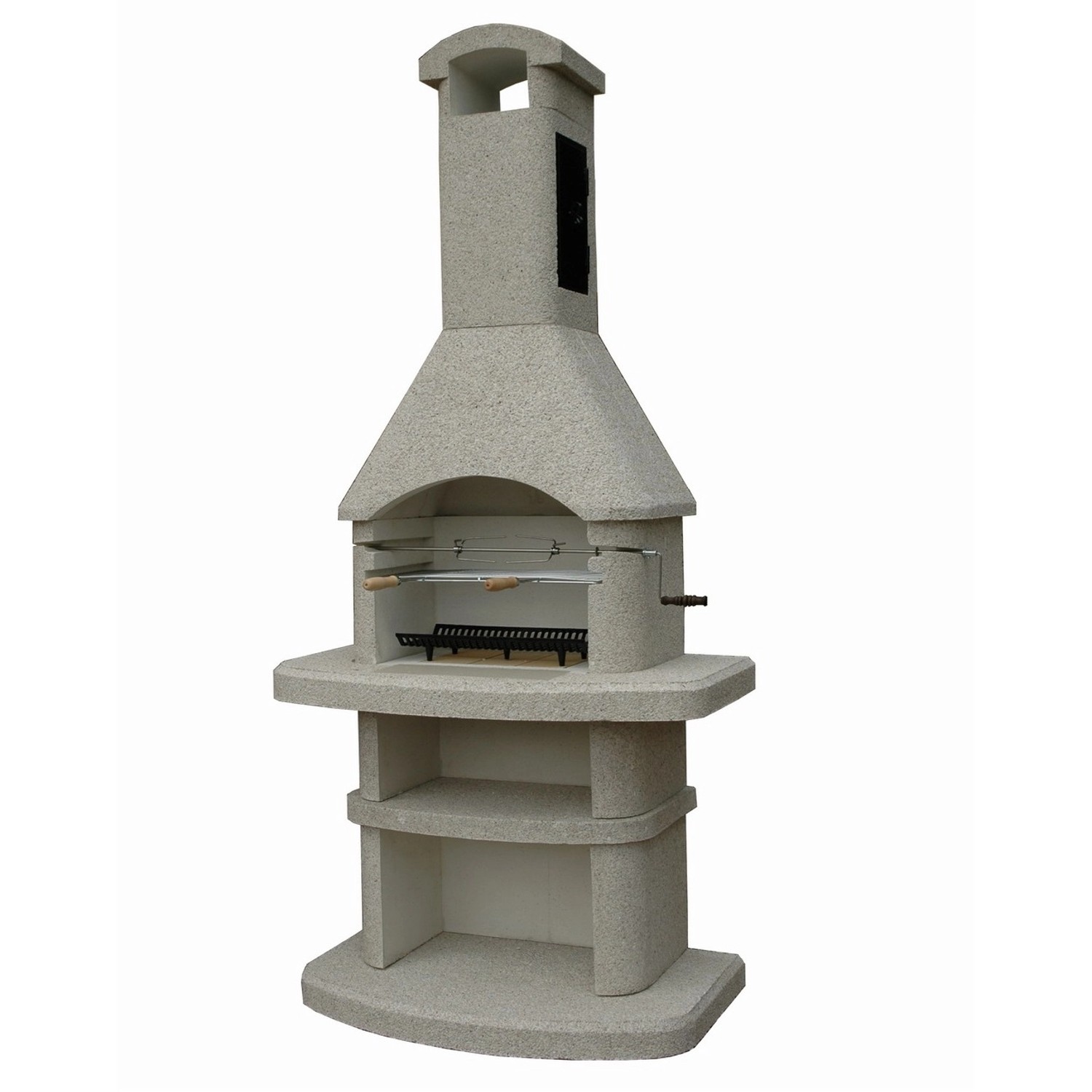 Eneko Zahradní krb Landis s udírnou, bílá, 228 x 110 x 60 cm