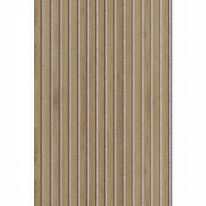 Akustický panel Denpanels Dub Tmavý, Plsť Šedá, 240x60 cm. Dřevěný dekor pro obklady stěn a stropů.