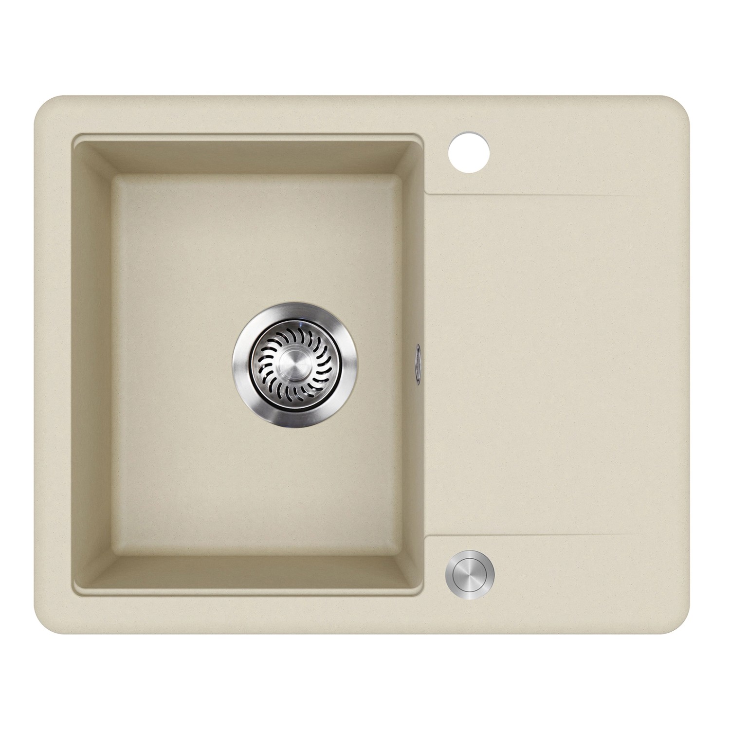 HELIKA Granitový dřez ESTA SQE102 slonová kost s ovládáním výpusti 56 x 46 cm