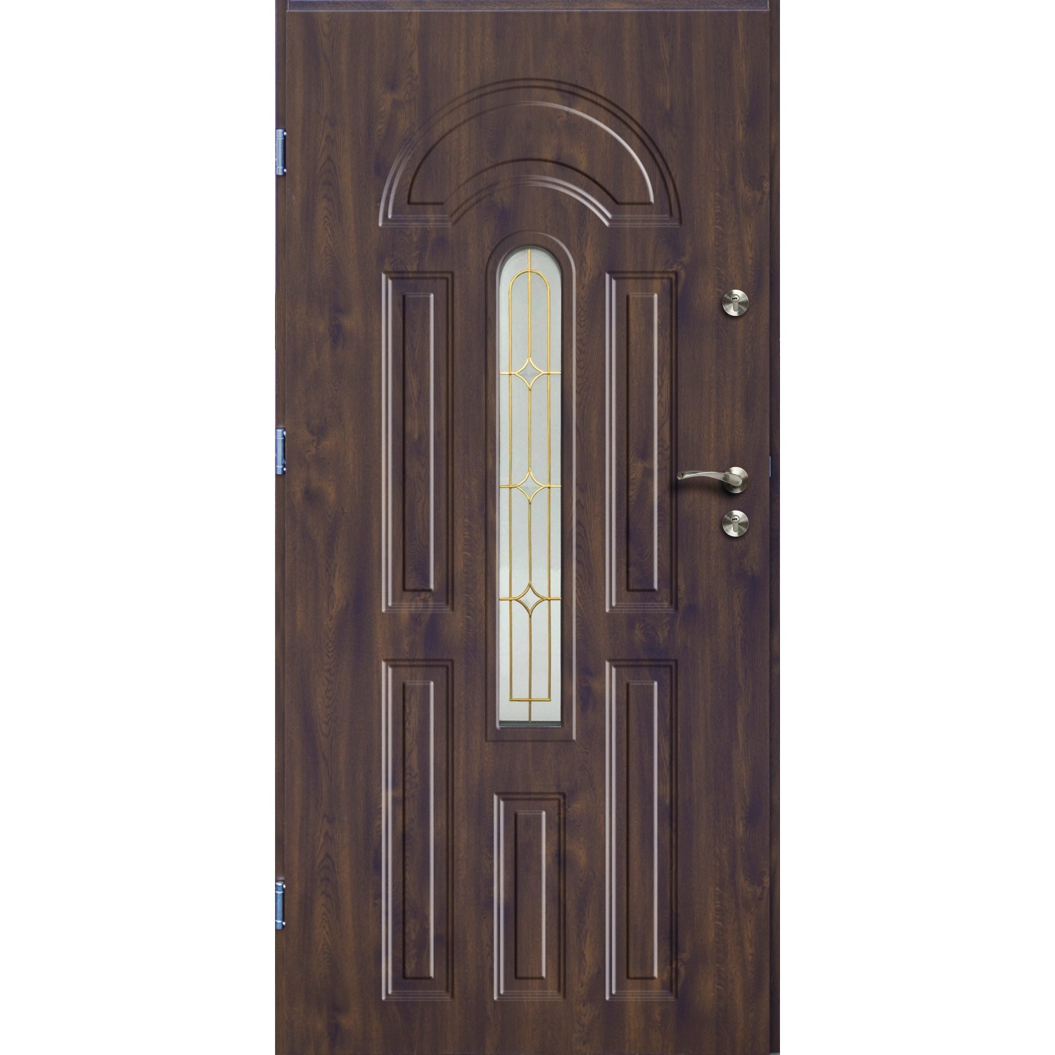 O.K. Doors Venkovní ocelové vchodové dveře AZZURO II, tmavý ořech, 90 L