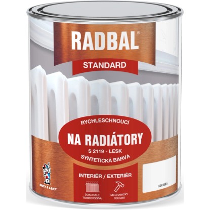 RADBAL Syntetická barva na radiátory STANDARD S 2119 lesklá 1000 bílá 600 ml