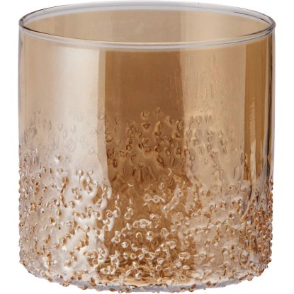 Koopman Svícen na čajovou svíčku skleněný zlatý 10 x 10 cm